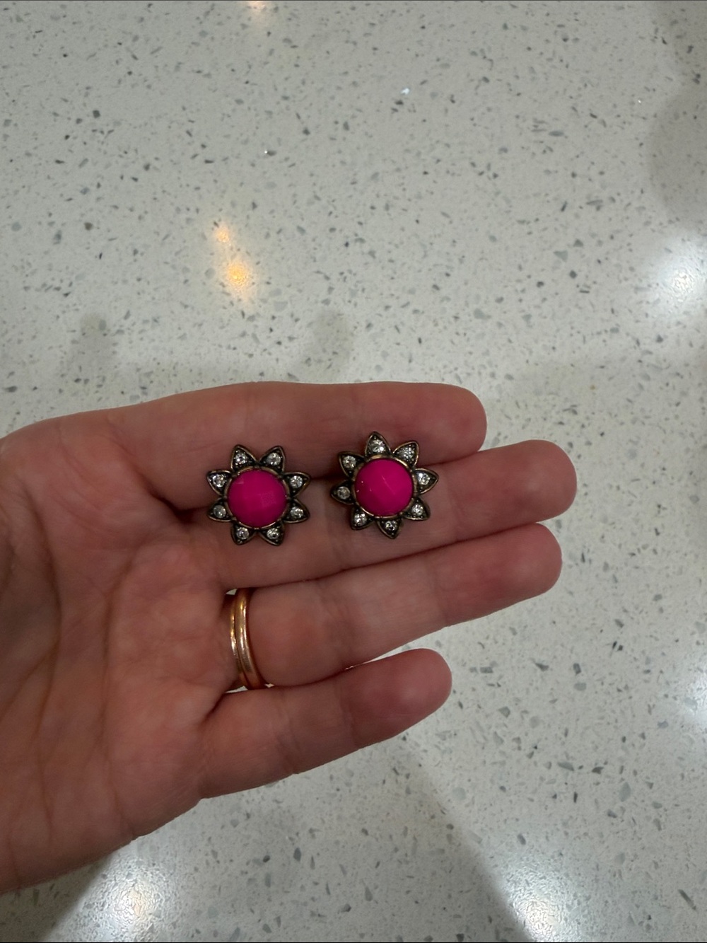Pink Floral Stud Earrings